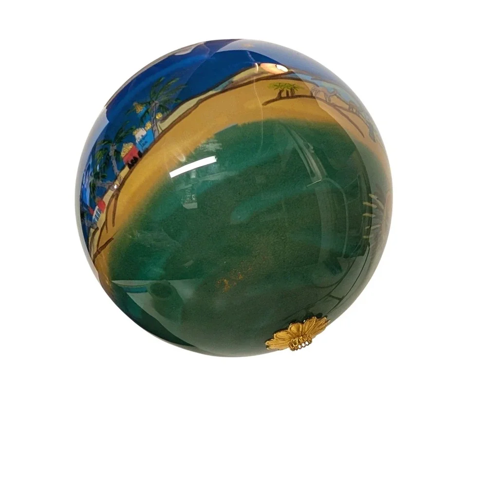 Li Bien Christmas Ornament Nativity Scene Reverse Painted Glass Ball Globe 2003‎